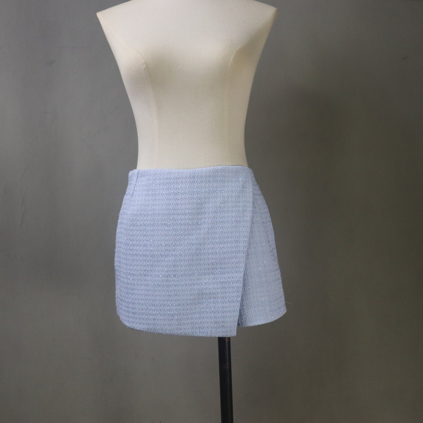 Custom Made Blue Tweed Suit Set with Feather Trim