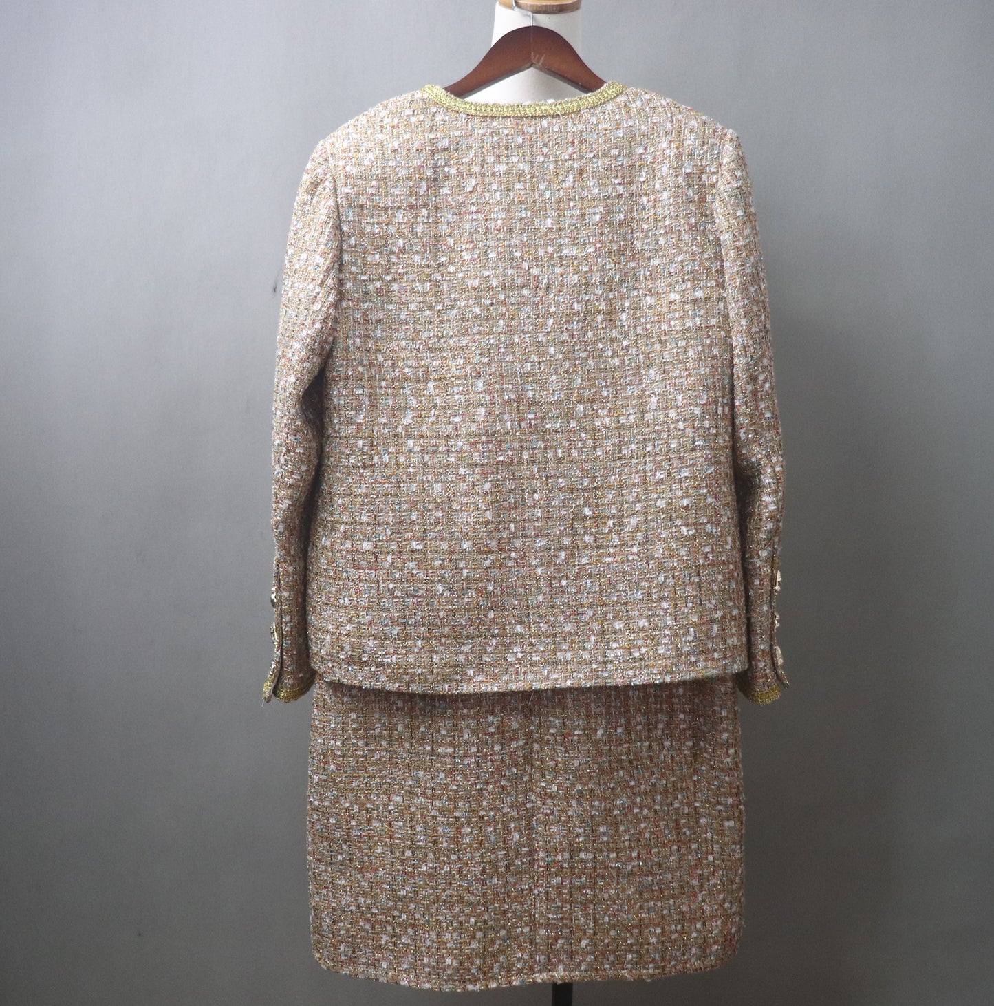 Custom Made Tweed Golden Brown Suit Jacket + Dress