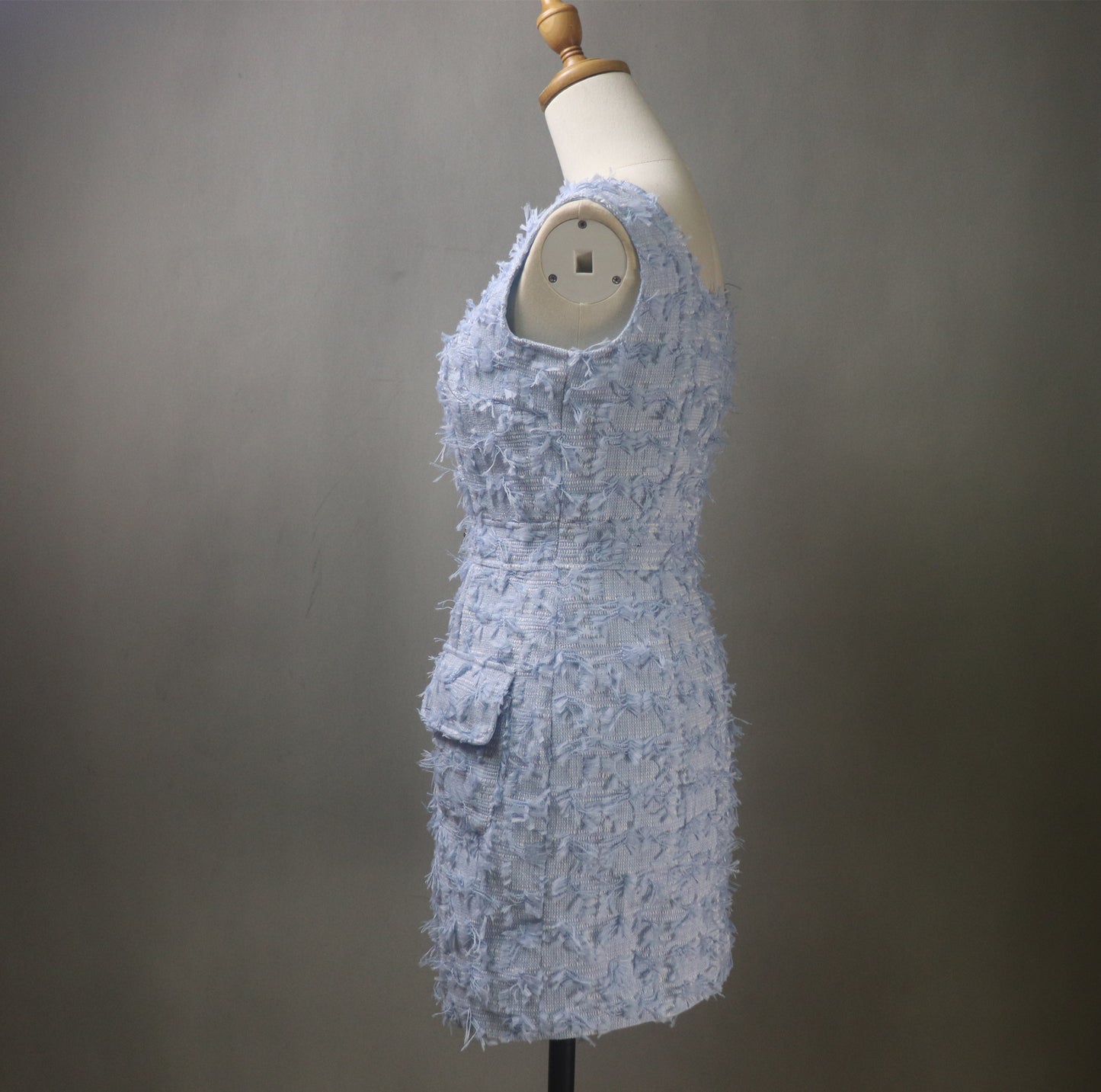 Custom Blue/Pink Textured Tweed Dress & Matching Jacket