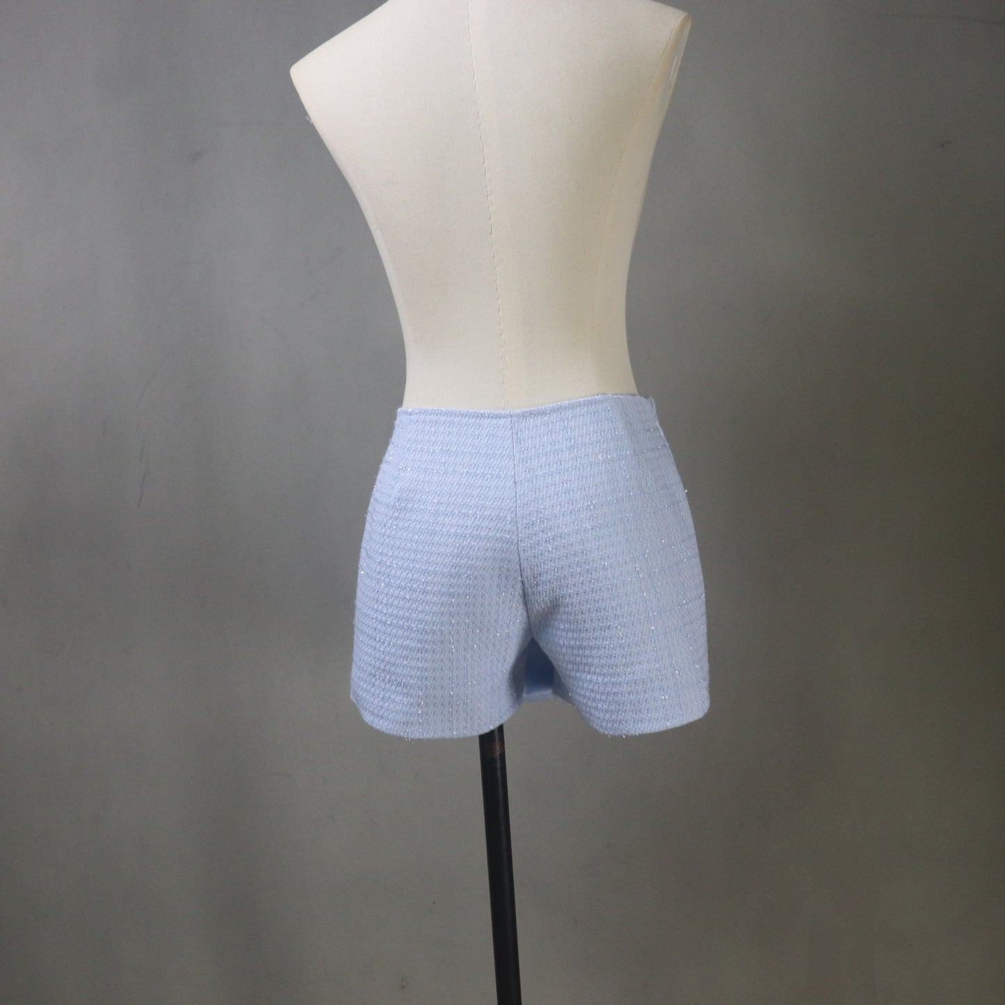 Custom Made Blue Tweed Suit Set with Feather Trim