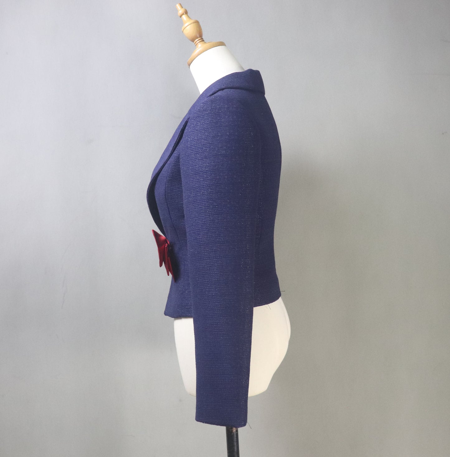 Custom Made Fitted Short Blazer with Red Bow