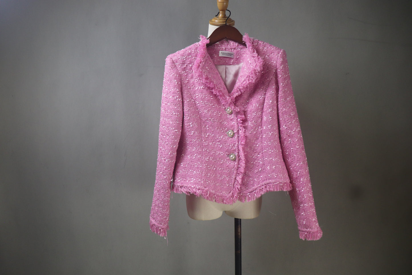 Custom Made Chic Pink Tweed Skirt Suit,  Structured Blazer & Skirt in any length