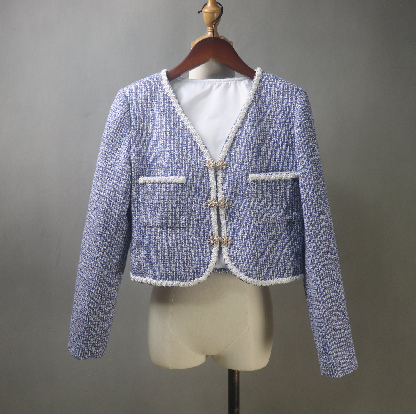 Custom Made Blue Suit / Plus Sizes/ Tweed Jacket + Fishtail Dress