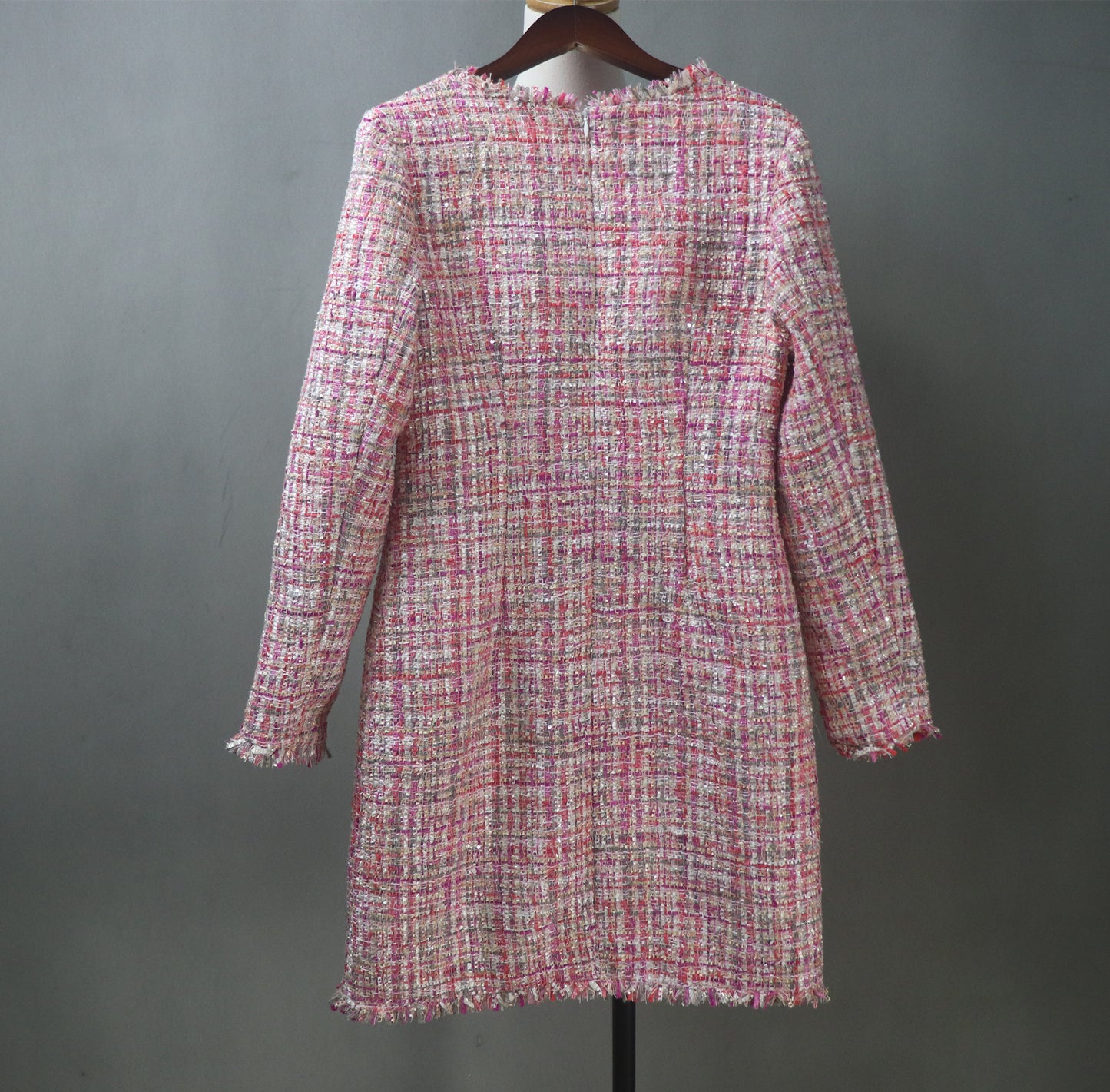 Pink Tweed Dress / Plus Size / Custom Length Option