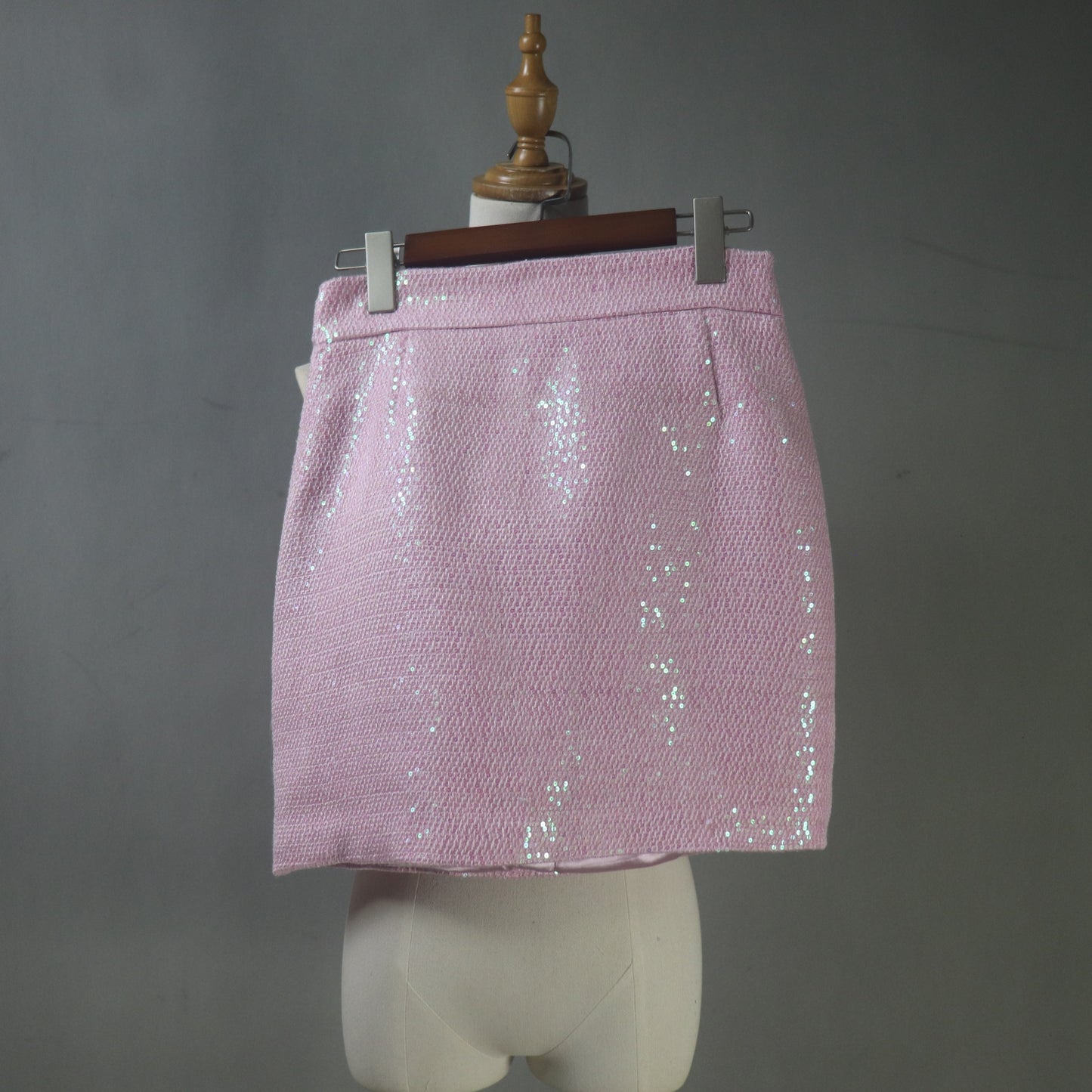 Custom Blush Pink Sequin Tweed Skirt Suit Set – Any Length & Size