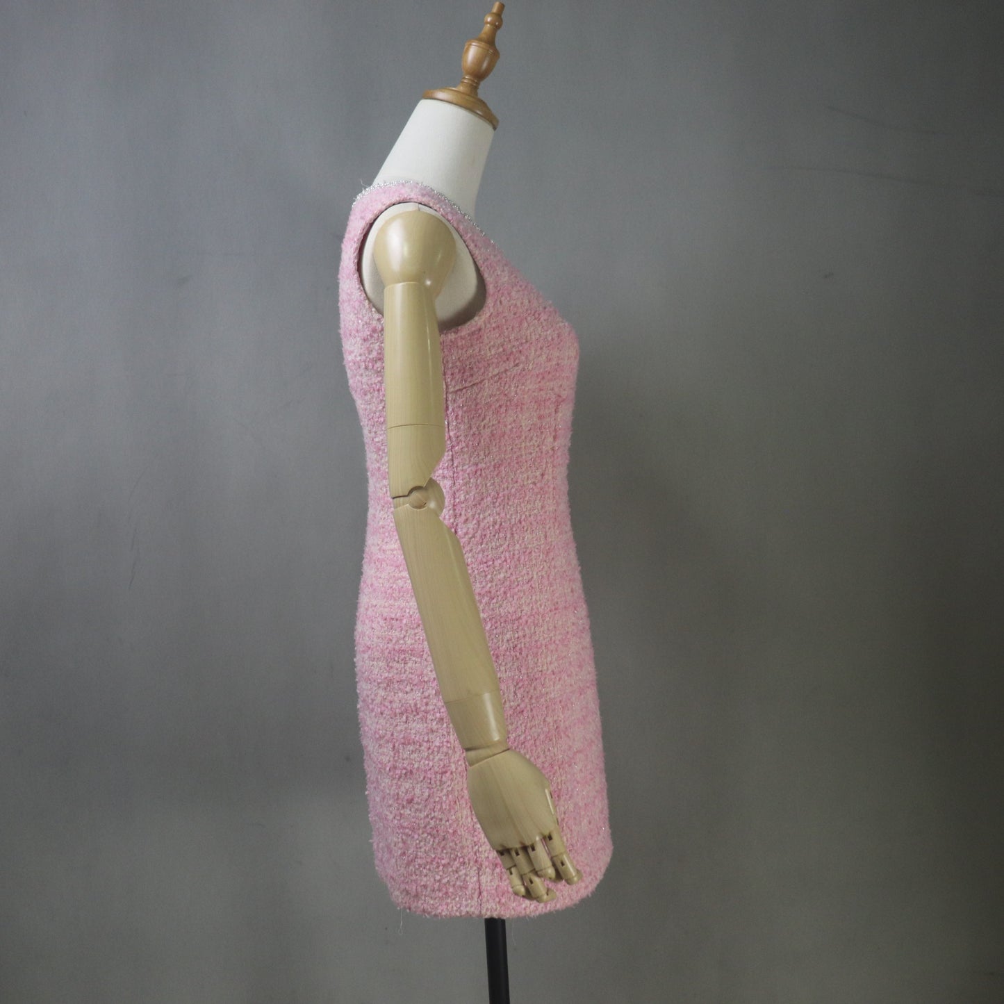 Pink Tweed Dress and Long Coat Set, Made-to-Measure, Any length