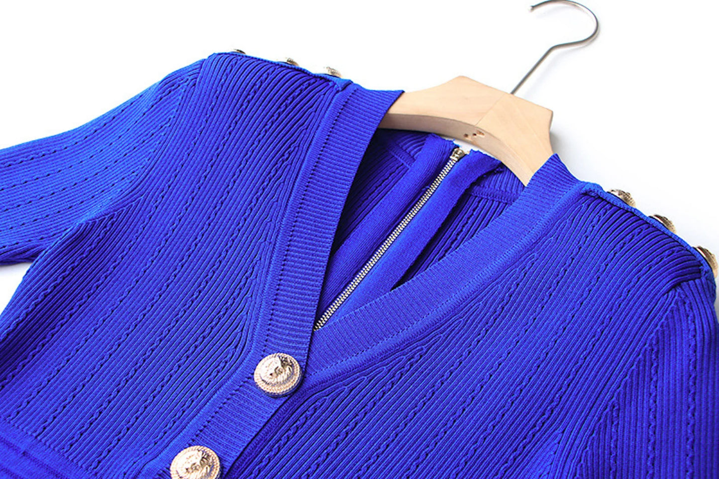 Royal Blue Bodycon Mini Short Dress Ladies V Neck