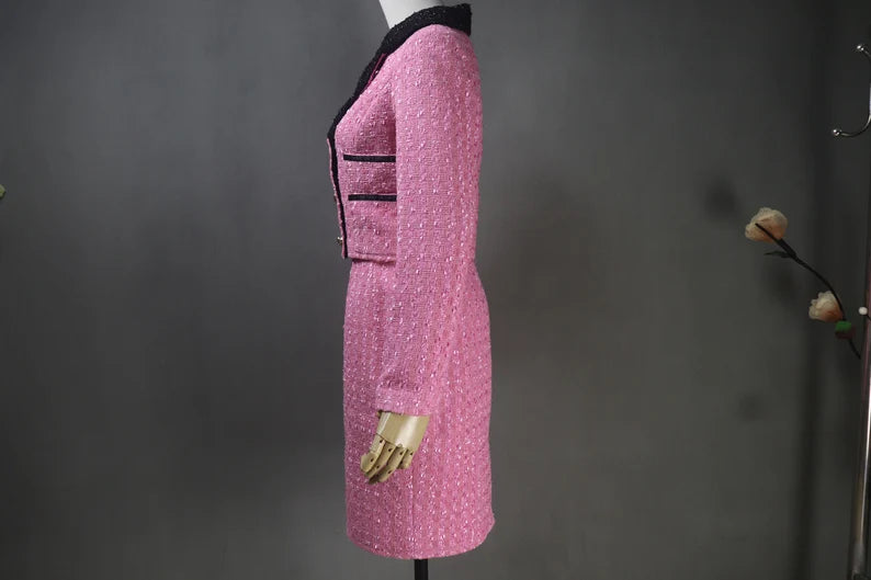 Women Custom made Hot Pink Vintage Style Tweed Suit