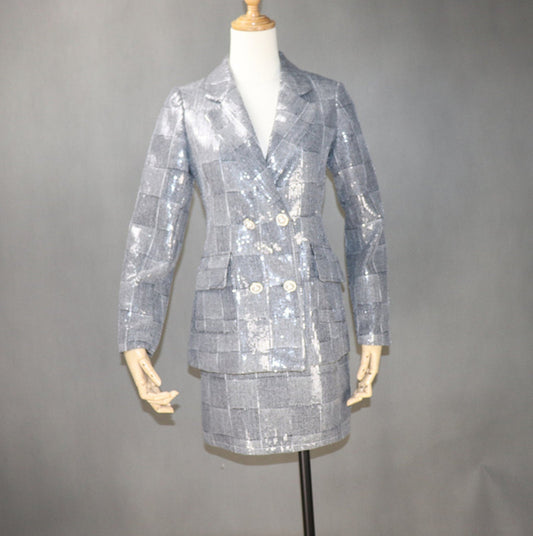 Women's Designer Inspired CUSTOM MADE Pearl Sequined Jacket Coat Blazer+Shorts/Skirts