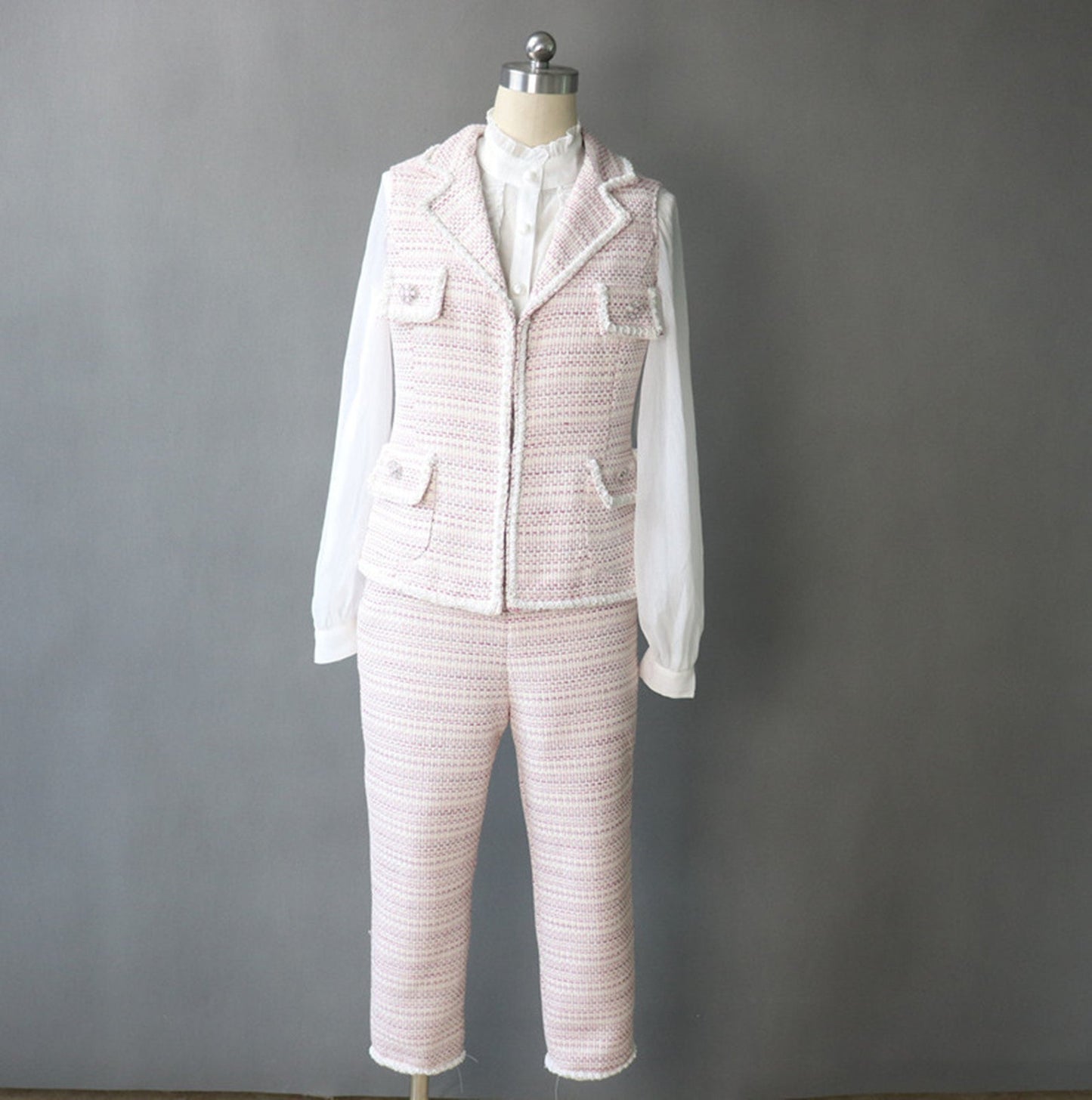 CUSTOM MADE Flower Petal Button Pink Vest Gilet+Shorts/Trousers Suit   UK CUSTOMER SERVICE!  CUSTOM MADE Flower Petal Button Pink Vest Gilet+Shorts/Trousers Suit - flower pink button and front pocket. Our tailor will make exact shape and design as per customer requirement.