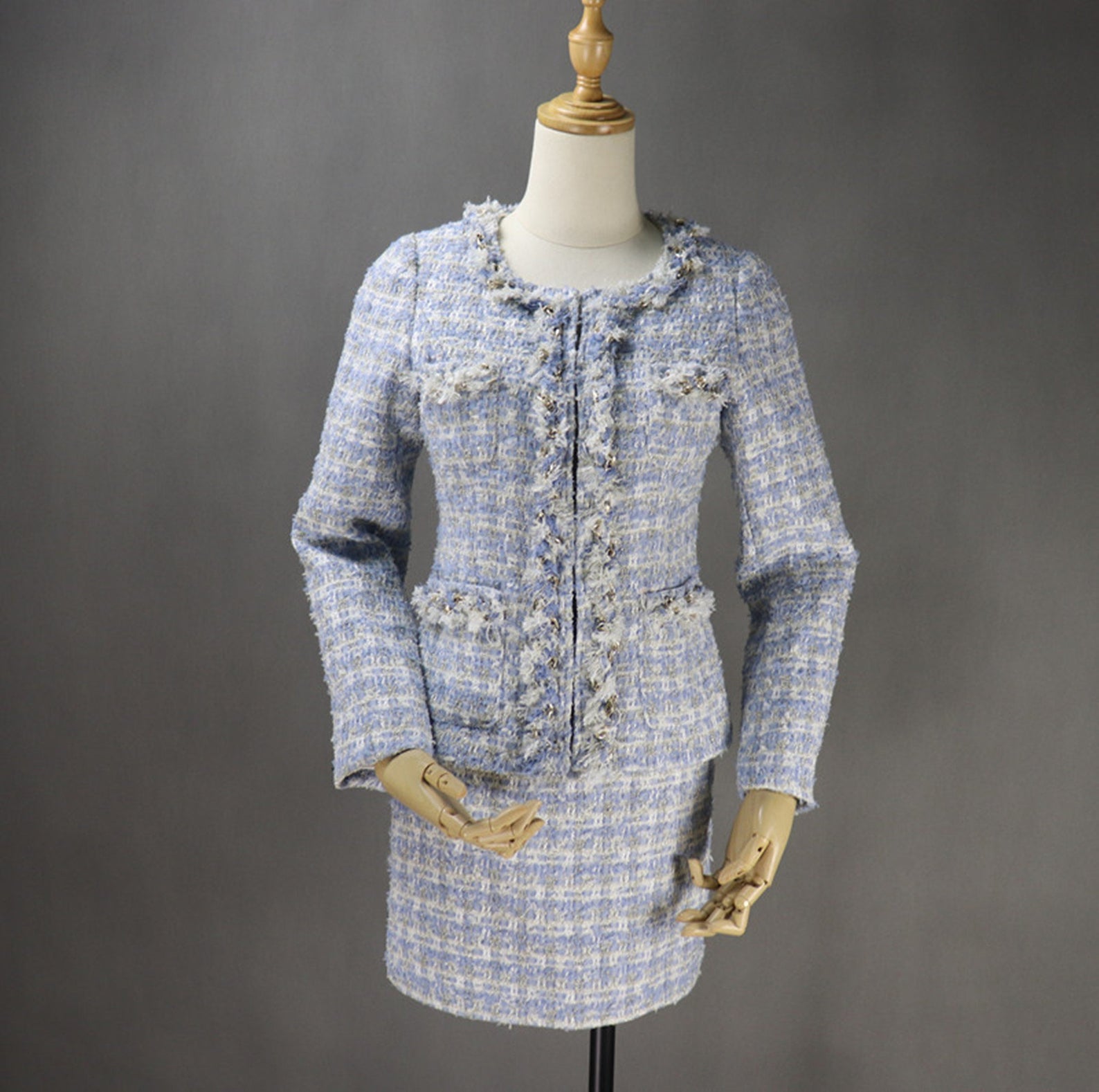 Womens Designer Inspired Custom Made Sparkle Tweed Blazer + Skirt Suit