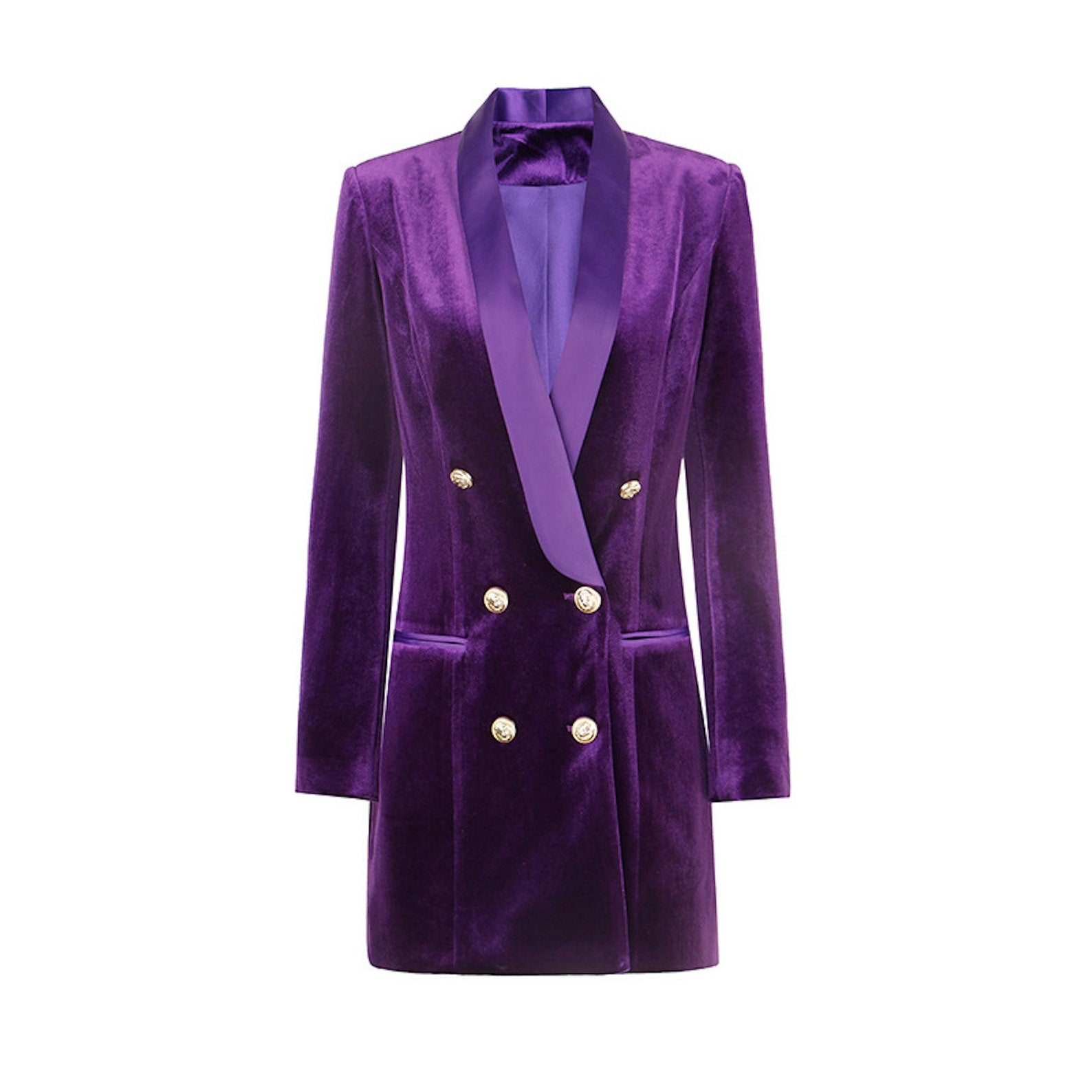 Women's Velvet Purple Blazer Style V Neck Mini Dress  UK CUSTOMER SERVICE! Fashion Pioneer -  Long Purple velvet blazer women's Soft, light and stretchy. This jacket comes with a full lining, soft and comfortable to Wear. Velvet Fabric, Double Breasted, Regular Fit, Shawl Collar, Long Sleeves, Buttons Decor at Cuffs, Casual Smart Blazer .Soft fabric and lining ensure all-day comfort, while the minimalist design makes it perfect for a work-wear day-to-night look.