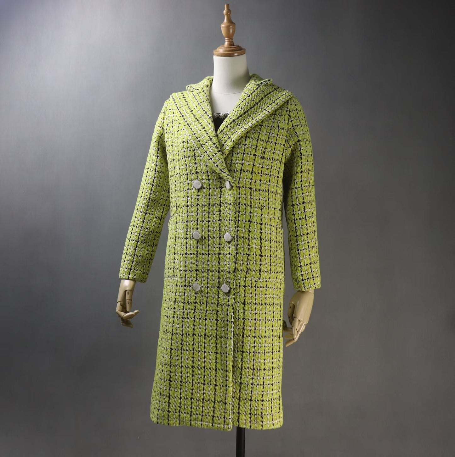 Women's Yellow Winter Tailor MADE Checked Long Warm Coat  UK CUSTOMER SERVICE! Women's Yellow Winter Tailor MADE Checked Long Warm Coat - Yellow Checked warm coat can worn for Winter season and Autumn season. Feel comfort and elegant. All items are made to order. Please advise your height, weight and body measurements ( Bust, shoulder, Sleeves, Waist and Length etc). Our tailors will make the order for you!  Materials: Wool blend (20% Wool)