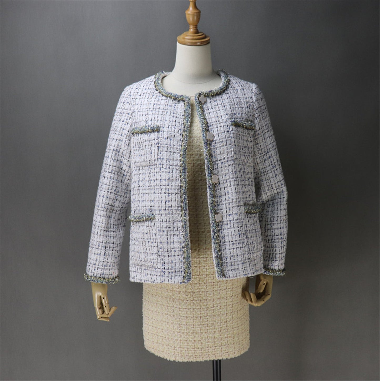Women's  CUSTOM MADE Little Flower Button Tweed Jacket Coat Blazer *Customized Size*  UK CUSTOMER SERVICE! Women's  CUSTOM MADE Little Flower Button Tweed Jacket Coat Blazer, can worn for party, ceremony and inauguration All items are made to order. Please advise your height, weight and body measurements ( Bust, shoulder, Sleeves, Waist and Length etc). Our tailors will make the order for you!  Materials: Wool blend