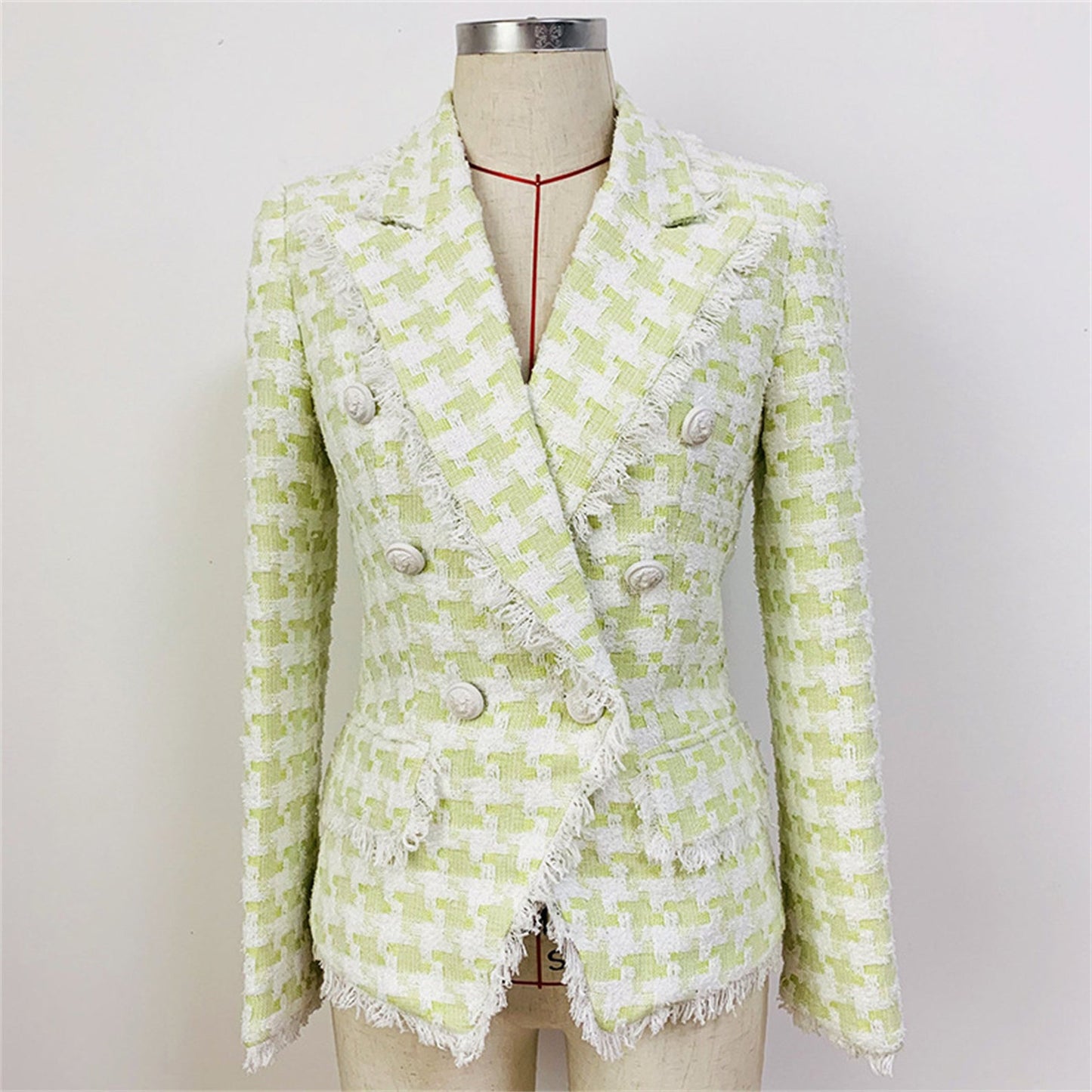 Green Blazer Checked Tweed Unique Style For Women  UK CUSTOMER SERVICE!  Green Blazer Checked Tweed Unique Style For Women-  Board of wearing same style of Blazer?.We have unique style Blazer with Shorts. Top Quality. Designed with front tassel. This double breasted blazer is a chic trans-seasonal wardrobe essential. Designed to create a sharp tailored silhouette worn open or closed. Fully lined with a luxury stretch lining for extra comfort.