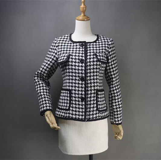 Women's Houndstooth Flower Buttons Jacket Coat Blazer  UK CUSTOMER SERVICE!    Women's Houndstooth Flower Buttons Jacket Coat Blazer - We offer Shorts, Skirts, Trousers for the suit.  Our tailor will make as per customer requirement like with pocket, sleeveless, without pocket etc.  All items are made to order with very experienced tailors. Please advise your height, weight and body measurements