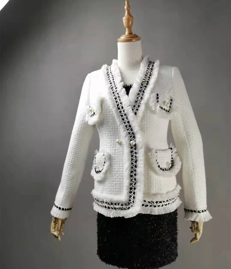 Women's Tailor Hand Sewn Decoration 60% Wool Jacket Coat Blazer