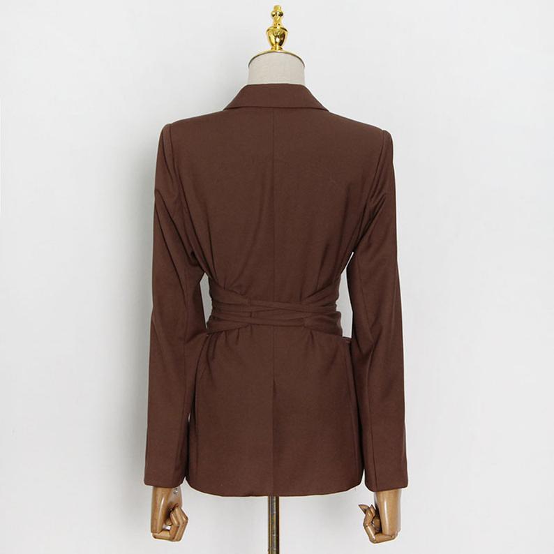 Women Designer Inspired Loose Fit One Button Blazer + Trousers Suit Chocolate  UK CUSTOMER SERVICE!  Women Designer Inspired Loose Fit One Button Blazer + Trousers Suit Chocolate-Lining: 100% Polyester. Dry Cleaning and no machine wash. Blazer with one button, long sleeves two pockets and front belt. Feel comfort to wear. Can worn for summer, outside , official use , soft skin-friendly fabric. High Quality Garment.  Size: UK 4-12/ EU 32-40/ US 0-8