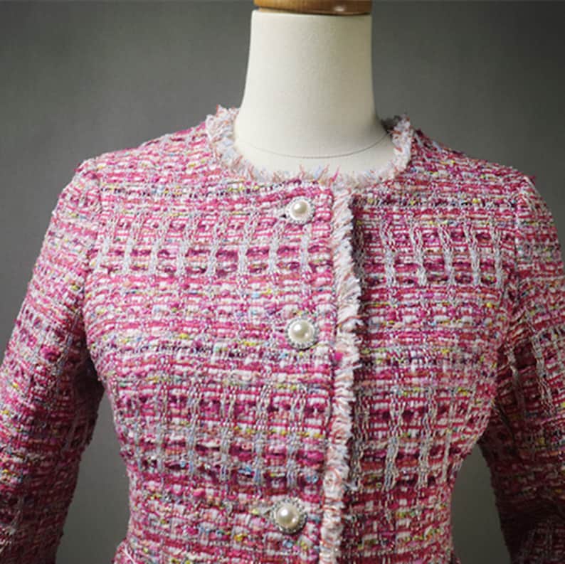 Custom Made Pink Multi-Color Tweed Coat For Womens  UK CUSTOMER SERVICE!   Custom Made Pink Multi-Color Tweed Coat For Women's -   Our tailor will make as per customer requirement like with pocket, sleeveless, without pocket etc. Suit is design with tweed fabric, its unique style and can worn for party, night out, ceremony , inauguration and Functions.