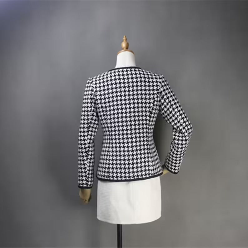 Women's Houndstooth Flower Buttons Jacket Coat Blazer  UK CUSTOMER SERVICE!    Women's Houndstooth Flower Buttons Jacket Coat Blazer - We offer Shorts, Skirts, Trousers for the suit.  Our tailor will make as per customer requirement like with pocket, sleeveless, without pocket etc.  All items are made to order with very experienced tailors. Please advise your height, weight and body measurements