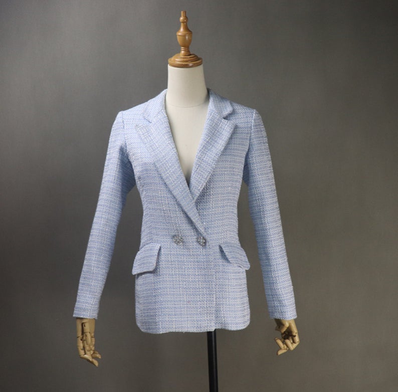 Women's CUSTOM MADE Tweed Blue Jacket Coat Blazer+ Dress/ Skirt/ Trousers  UK CUSTOMER SERVICE!   Women's CUSTOM MADE Tweed Blue Jacket Coat Blazer+ Dress/ Skirt/ Trousers, can worn for official use, interview , ceremony and college inauguration. Dry Cleaning and no machine washable.   We offer Dress, Shorts, Skirts, Trousers for the suit