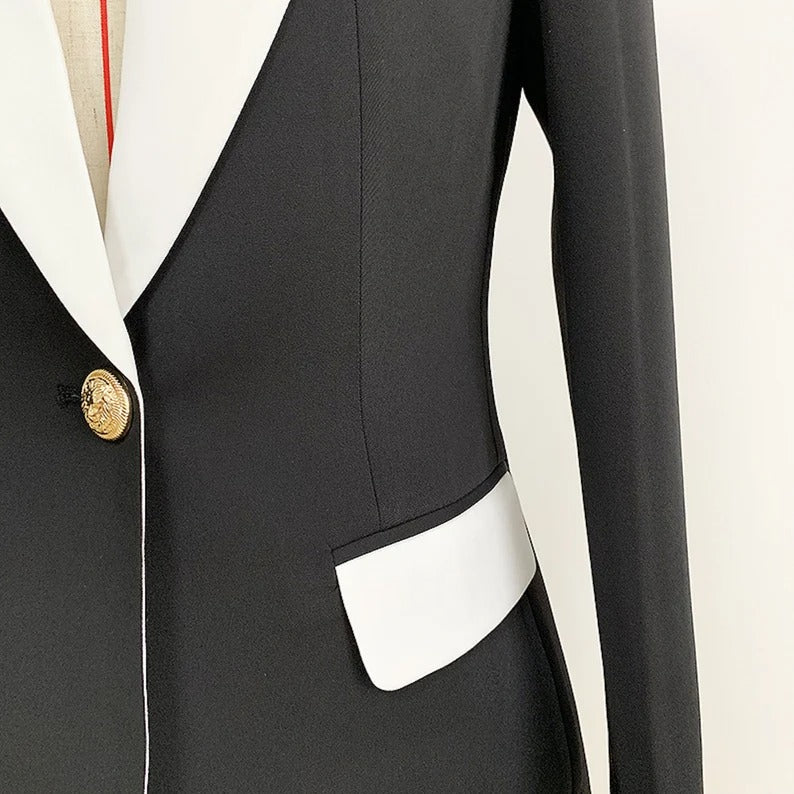 Women's White& Black Posh Stylish Blazer Pointy Collar  UK CUSTOMER SERVICE!  Is it a tuxedo or a blazer?! Confusing!! This is a 2022 new trend. You can wear it in a very formal way such as evening dinner in a fancy restaurant or a casual way like shopping, party with friends. Black blazer for women colour is very classic and go with other colour easily!  Size: UK 4-14/ EU 32-42/ US 0-10