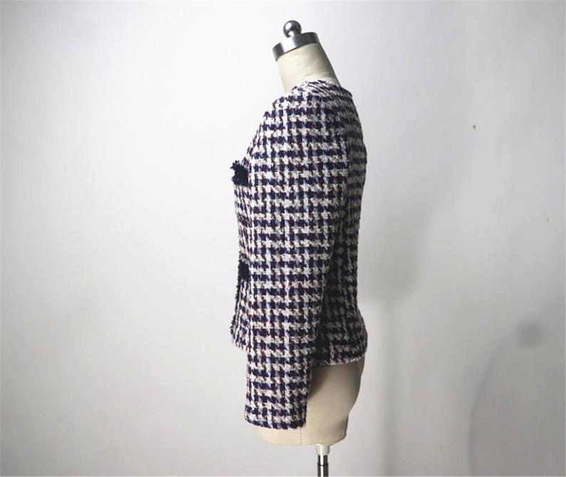 Womens Designer Inspired Custom Made Tweed Houndstooth Blazer + Skirt Suit