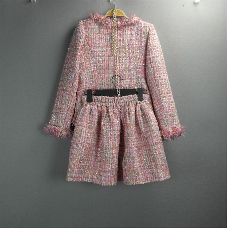 Women's Hand Made Checked Tweed Jacket Coat Blazer + Skater Skirt Pink  UK CUSTOMER SERVICE!  Materials: Wool blend Women's Hand Made Checked Tweed Jacket Coat Blazer + Skater Skirt Pink -  All items are made to order with very experienced tailors. Please advise your height, weight and body measurements ( Bust, shoulder, Sleeves, Waist and Length etc). Our tailors will make the order for you!  Please also message us your mobile number for the delivery!