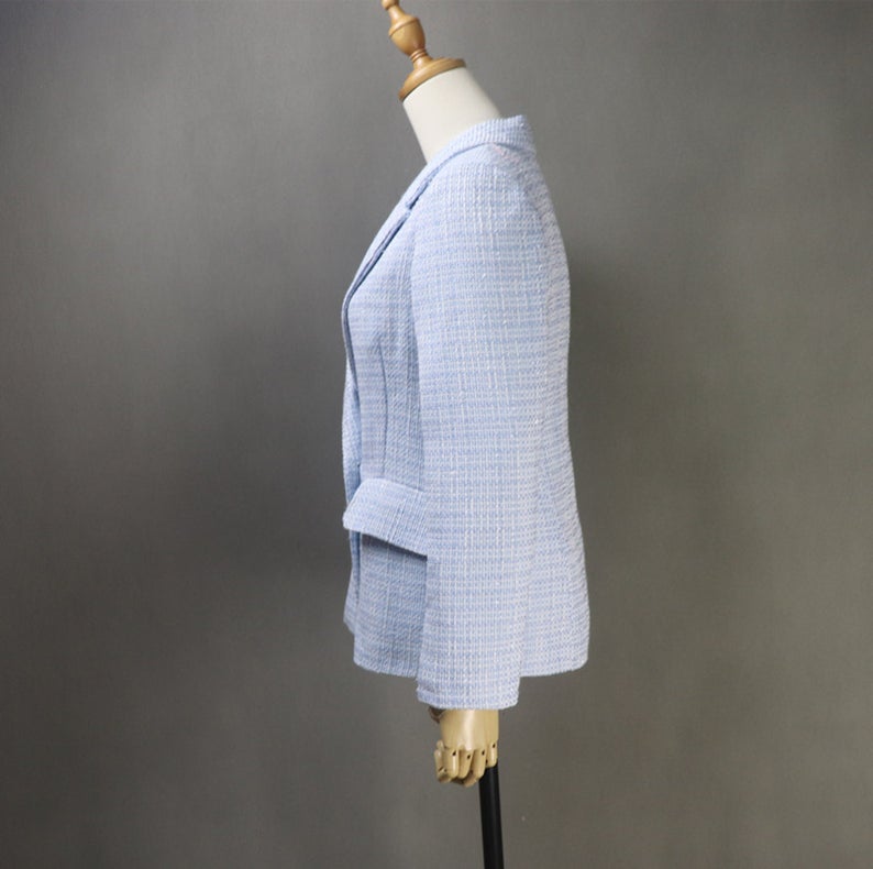 Women's CUSTOM MADE Tweed Blue Jacket Coat Blazer+ Dress/ Skirt/ Trousers  UK CUSTOMER SERVICE!   Women's CUSTOM MADE Tweed Blue Jacket Coat Blazer+ Dress/ Skirt/ Trousers, can worn for official use, interview , ceremony and college inauguration. Dry Cleaning and no machine washable.   We offer Dress, Shorts, Skirts, Trousers for the suit