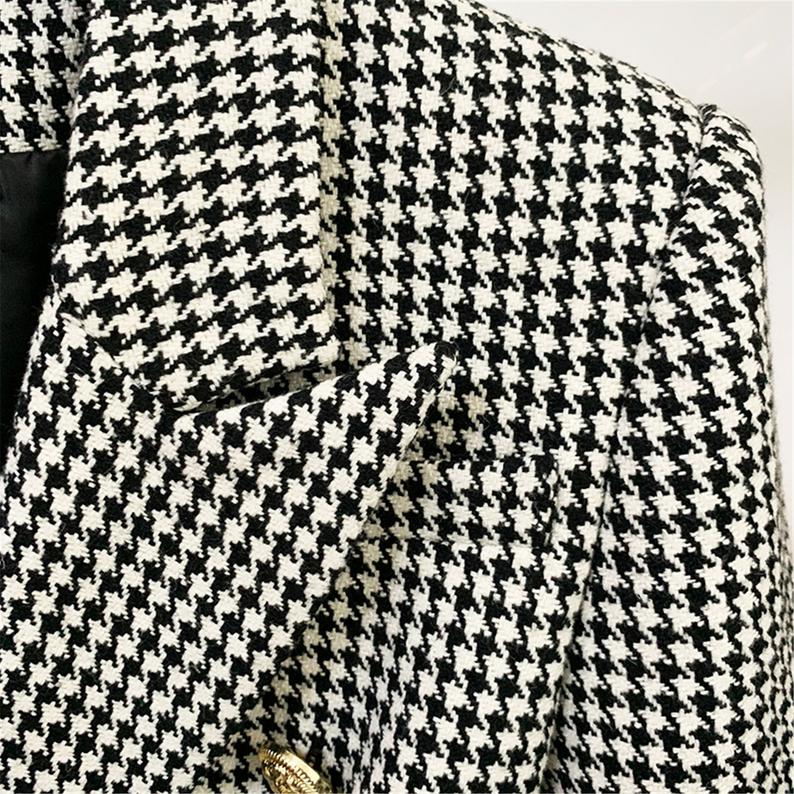 Women's Designer Inspired Hound tooth Cotton Blend Fitted Blazer Coat  UK CUSTOMER SERVICE!   Top Quality Latest Design Quick tracking Delivery UK Customer Service and Return Address