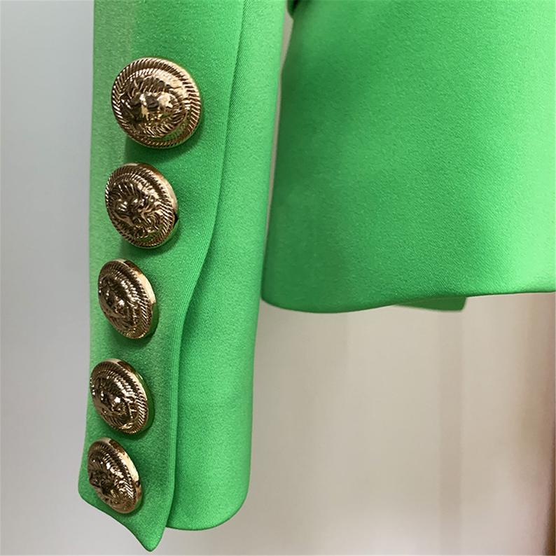 Women's Fitted Golden Lion Buttons Blazer Apple Green