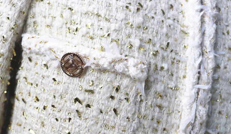 Women's Designer Inspired CUSTOM MADE Gold Tweed Coat - Fashion Pioneer 