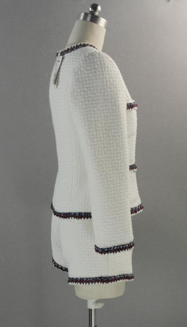 Designer Inspired Custom Made Check Tweed Colour Braid Trim Shorts/Skirt Suit