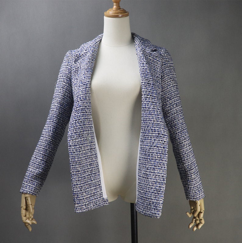 Women's CUSTOM MADE Tweed Dark Blue Jacket Coat Blazer+ Dress/ Skirt/ Trousers  UK CUSTOMER SERVICE!  Women's CUSTOM MADE Tweed Dark Blue Jacket Coat Blazer+ Dress/ Skirt/ Trousers, can worn for official use, interview , ceremony and college inauguration. Dry Cleaning and no machine washable.   We offer Dress, Shorts, Skirts, Trousers for the suit