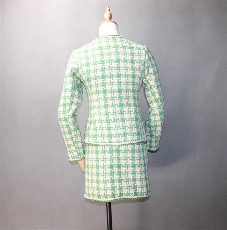 Custom Made Hounds tooth Pattern Tweed Skirt Suit