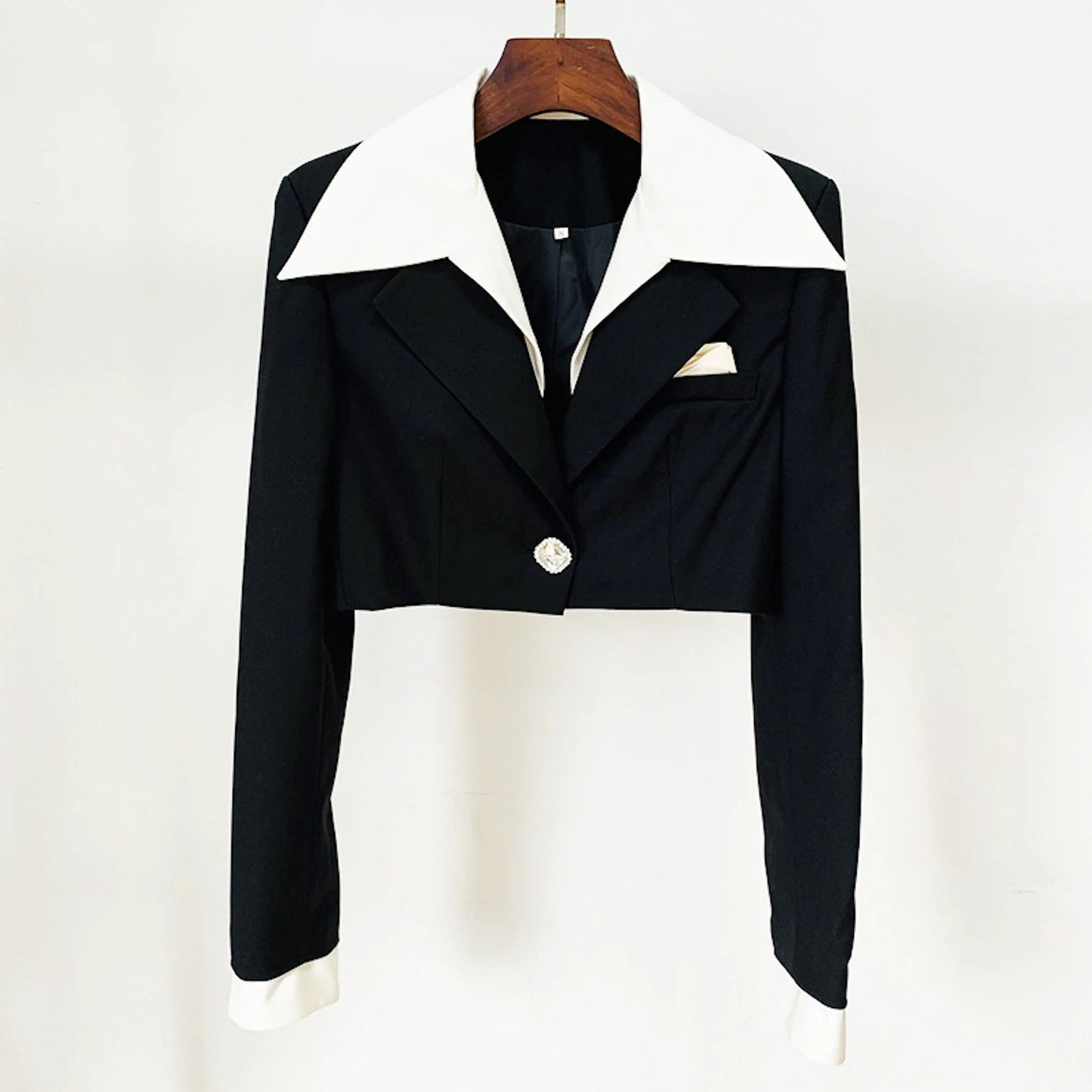 Tennis Wear Crop Top + Pleated Skirt Black Suit Luxury Big jewellery Button For Girls